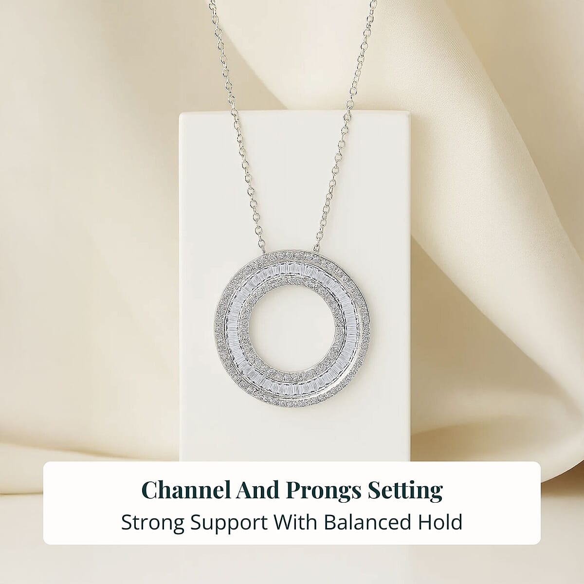 Ankur's Treasure Chest Doorbuster Luxuriant Lab Grown Diamond G-H SI 1.00 ctw The Art Deco Halo Pendant Necklace in Rhodium Over Sterling Silver 20 Inches image number 4