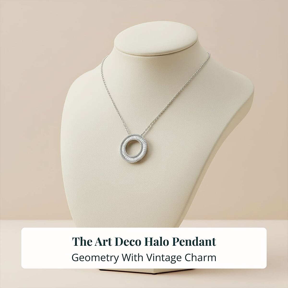 Ankur's Treasure Chest Doorbuster Luxuriant Lab Grown Diamond G-H SI 1.00 ctw The Art Deco Halo Pendant Necklace in Rhodium Over Sterling Silver 20 Inches image number 5