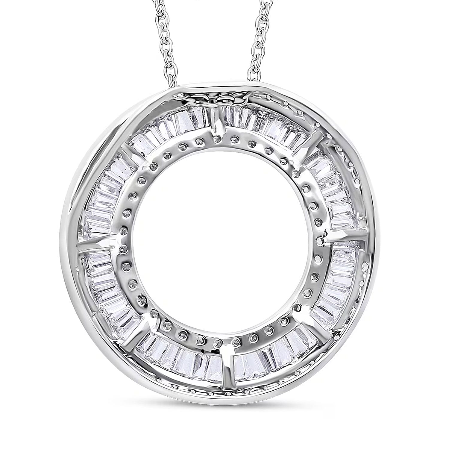Luxuriant Lab Grown Diamond (G-H, SI) The Infinity Brilliance Halo Pendant Necklace in Rhodium Over Sterling Silver 1.00 ctw (20 Inches)