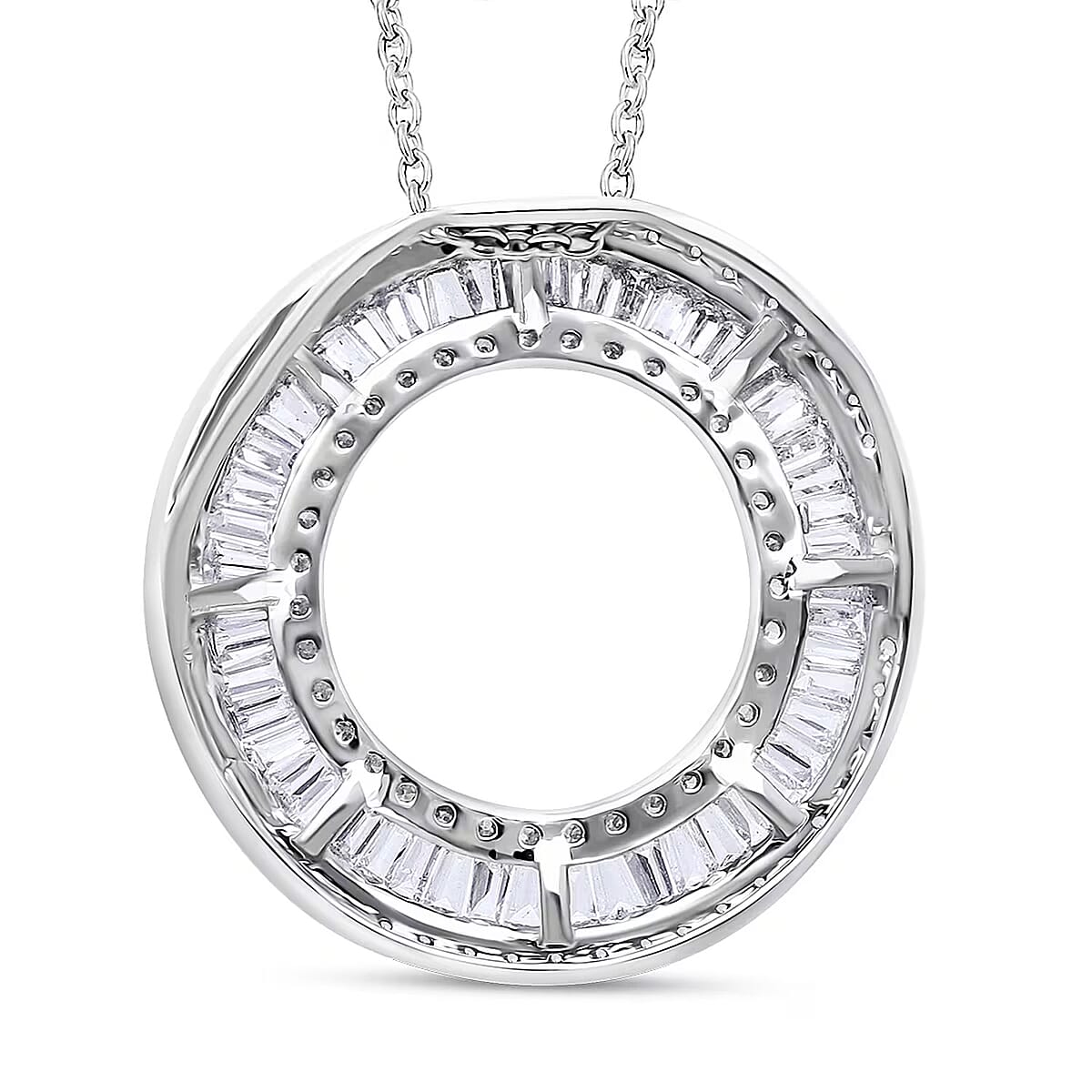 Ankur's Treasure Chest Doorbuster Luxuriant Lab Grown Diamond G-H SI 1.00 ctw The Art Deco Halo Pendant Necklace in Rhodium Over Sterling Silver 20 Inches image number 7