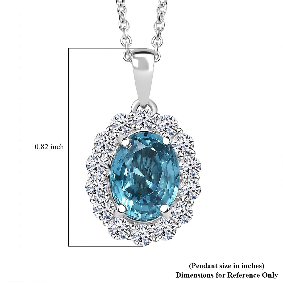 Certified & Appraised AAA Cambodian Blue Zircon and Luxuriant Lab Grown Diamond G-H SI 2.92 ctw Pendant Necklace 20 inches  image number 5