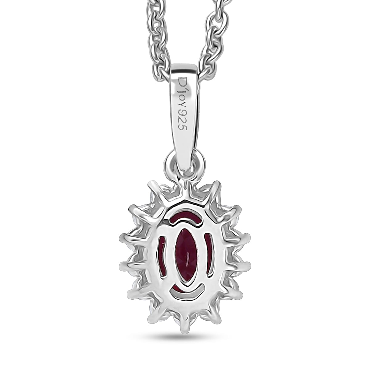 D'Joy Orissa Rhodolite Garnet and White Zircon 0.80 ctw Pendant Necklace in Rhodium Over Sterling Silver 20 Inches