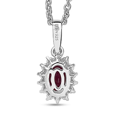 D'Joy Orissa Rhodolite Garnet and White Zircon 0.80 ctw Pendant Necklace in Rhodium Over Sterling Silver 20 Inches