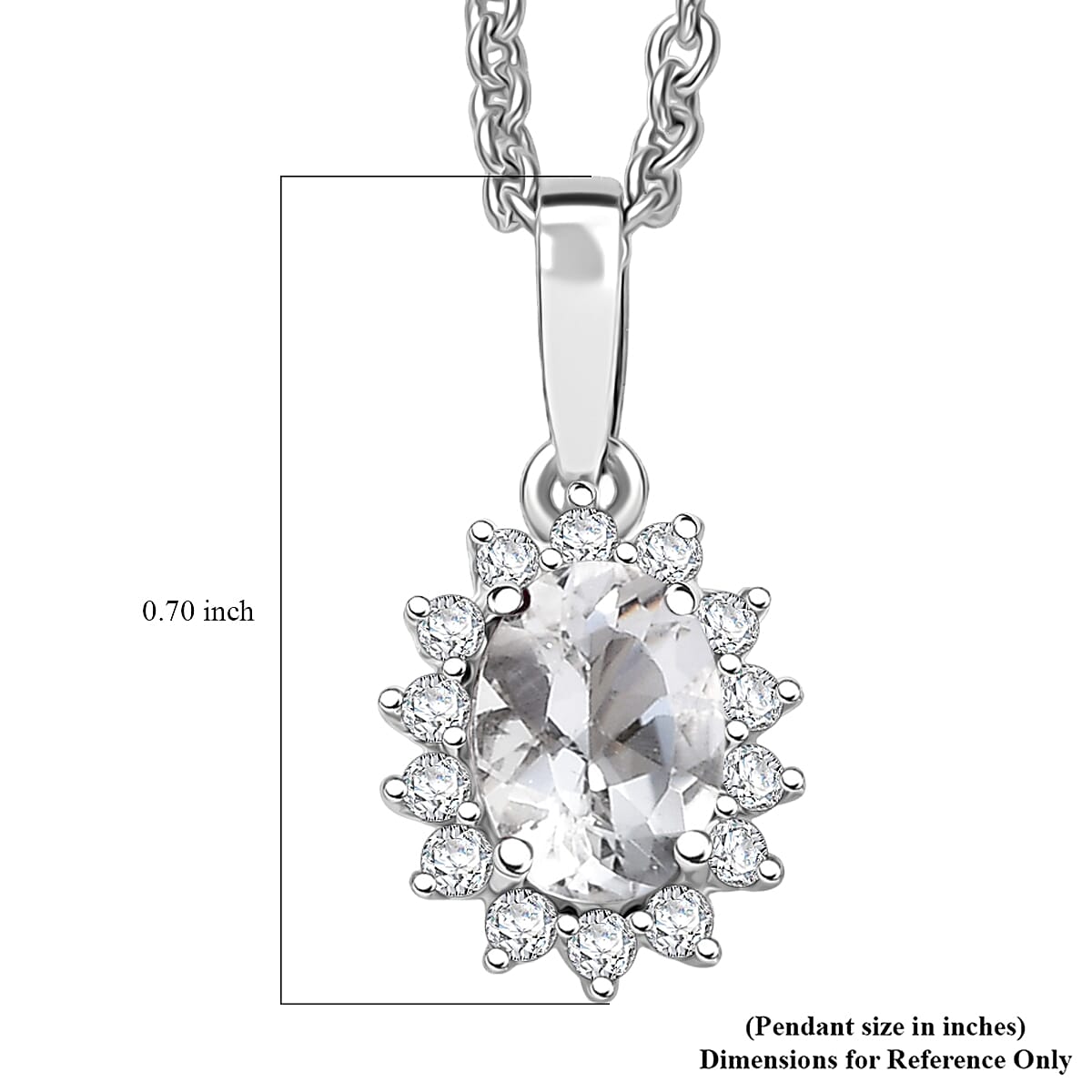 D'Joy White Topaz and White Zircon 0.90 ctw Pendant Necklace in Rhodium Over Sterling Silver 20 Inches image number 5