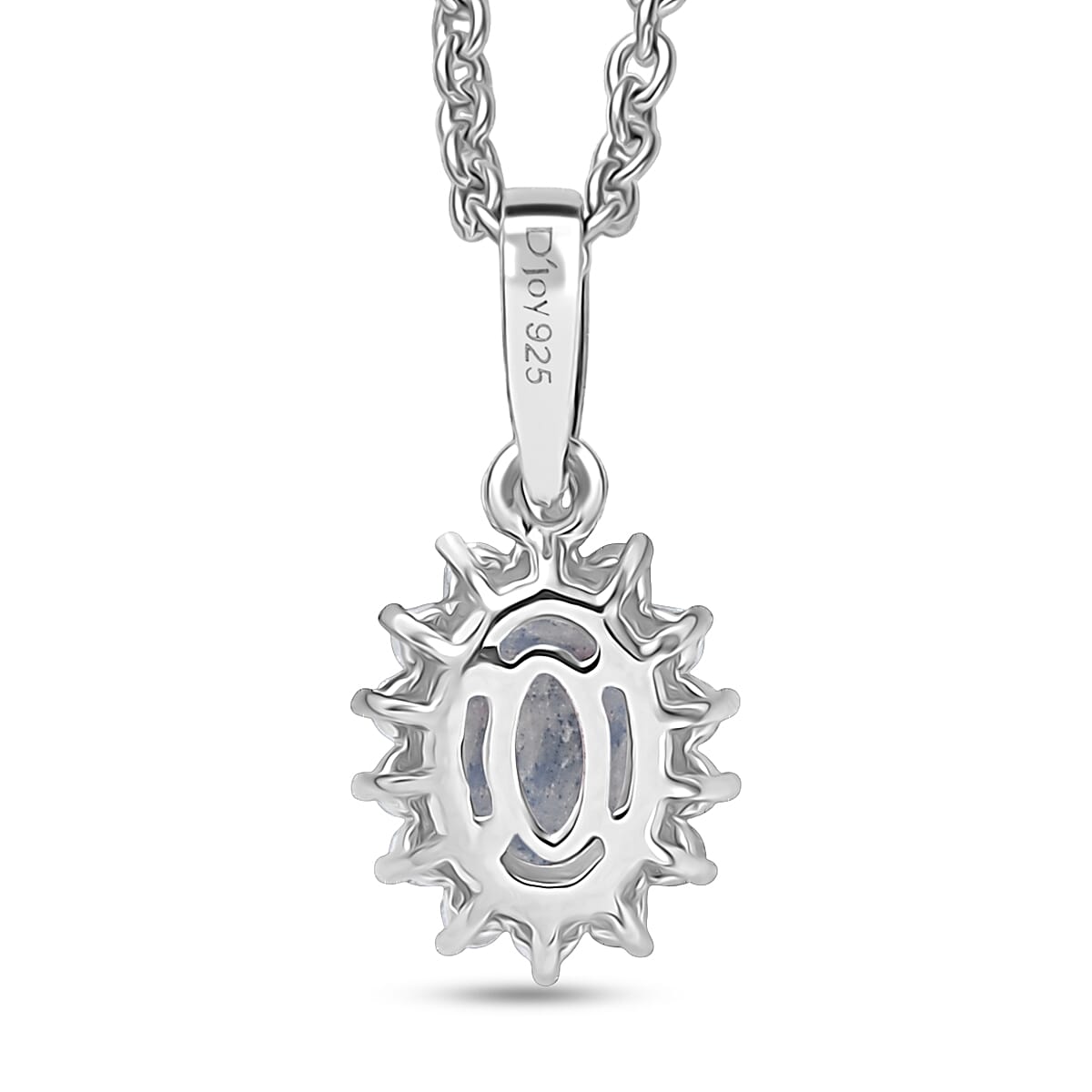 D'Joy Rainbow Moonstone and White Zircon 1.40 ctw Pendant Necklace in Rhodium Over Sterling Silver 20 Inches image number 4