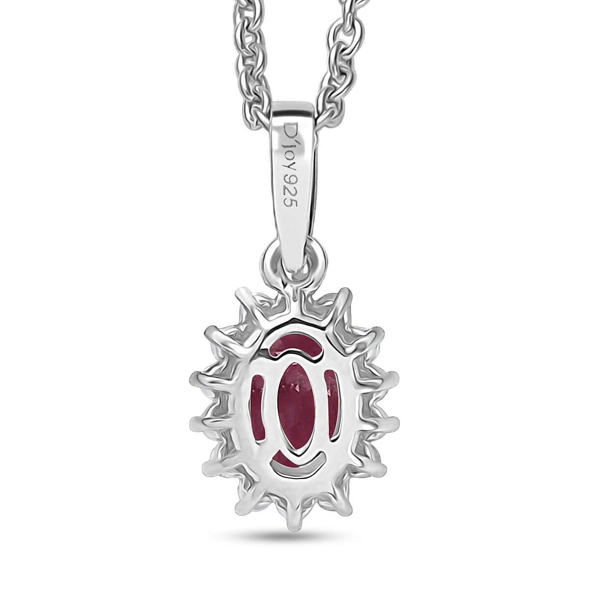 D'Joy Niassa Ruby (FF) and White Zircon 1.35 ctw Pendant Necklace in Rhodium Over Sterling Silver 20 Inches image number 4