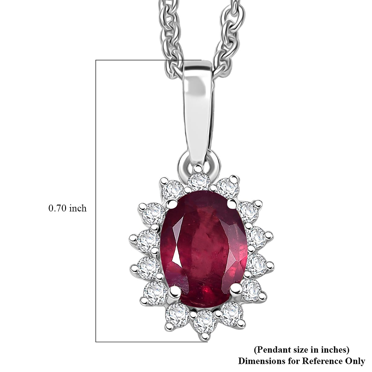 D'Joy Niassa Ruby (FF) and White Zircon 1.35 ctw Pendant Necklace in Rhodium Over Sterling Silver 20 Inches image number 5
