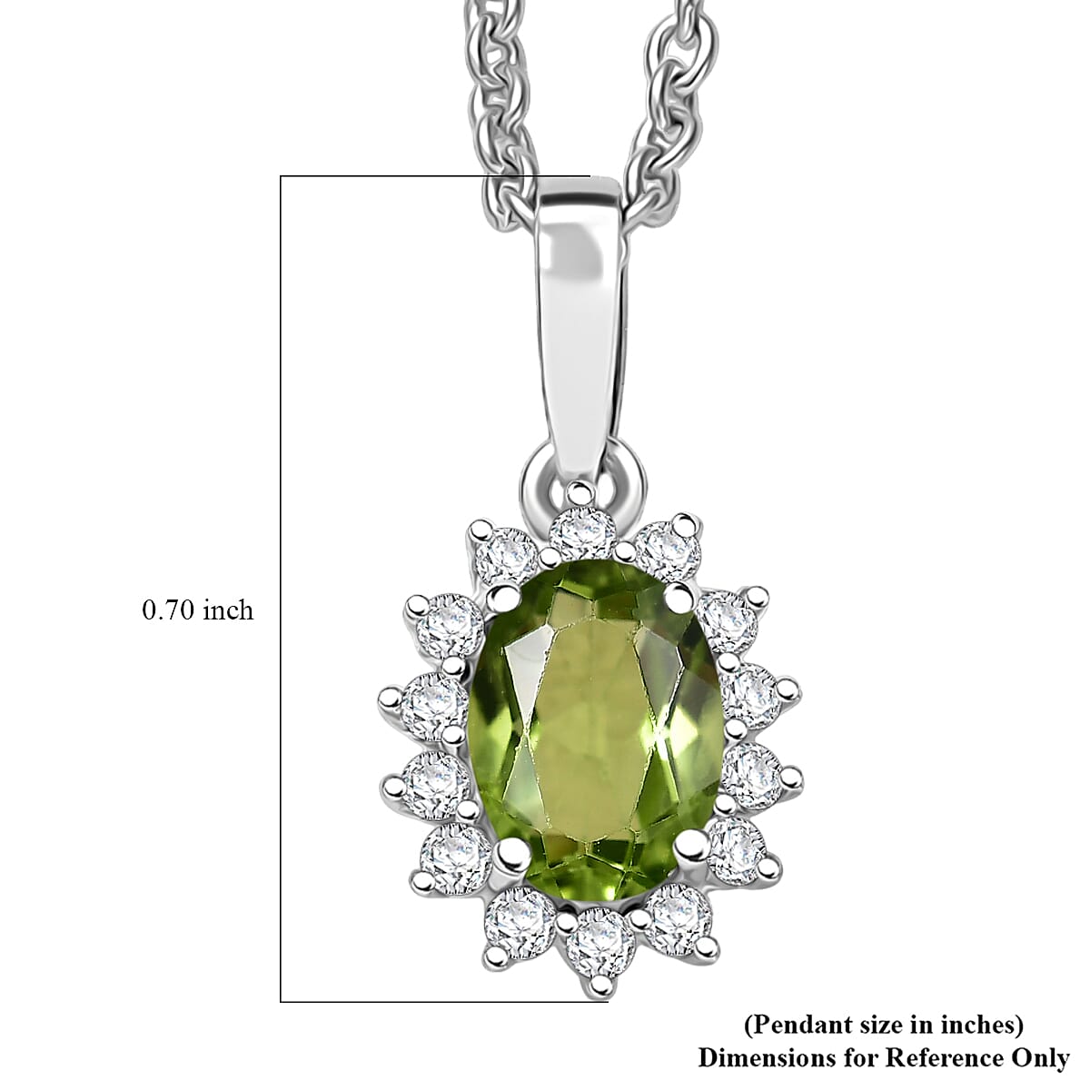 D'Joy Hebei Peridot and White Zircon 1.25 ctw Pendant Necklace in Rhodium Over Sterling Silver 20 Inches image number 5
