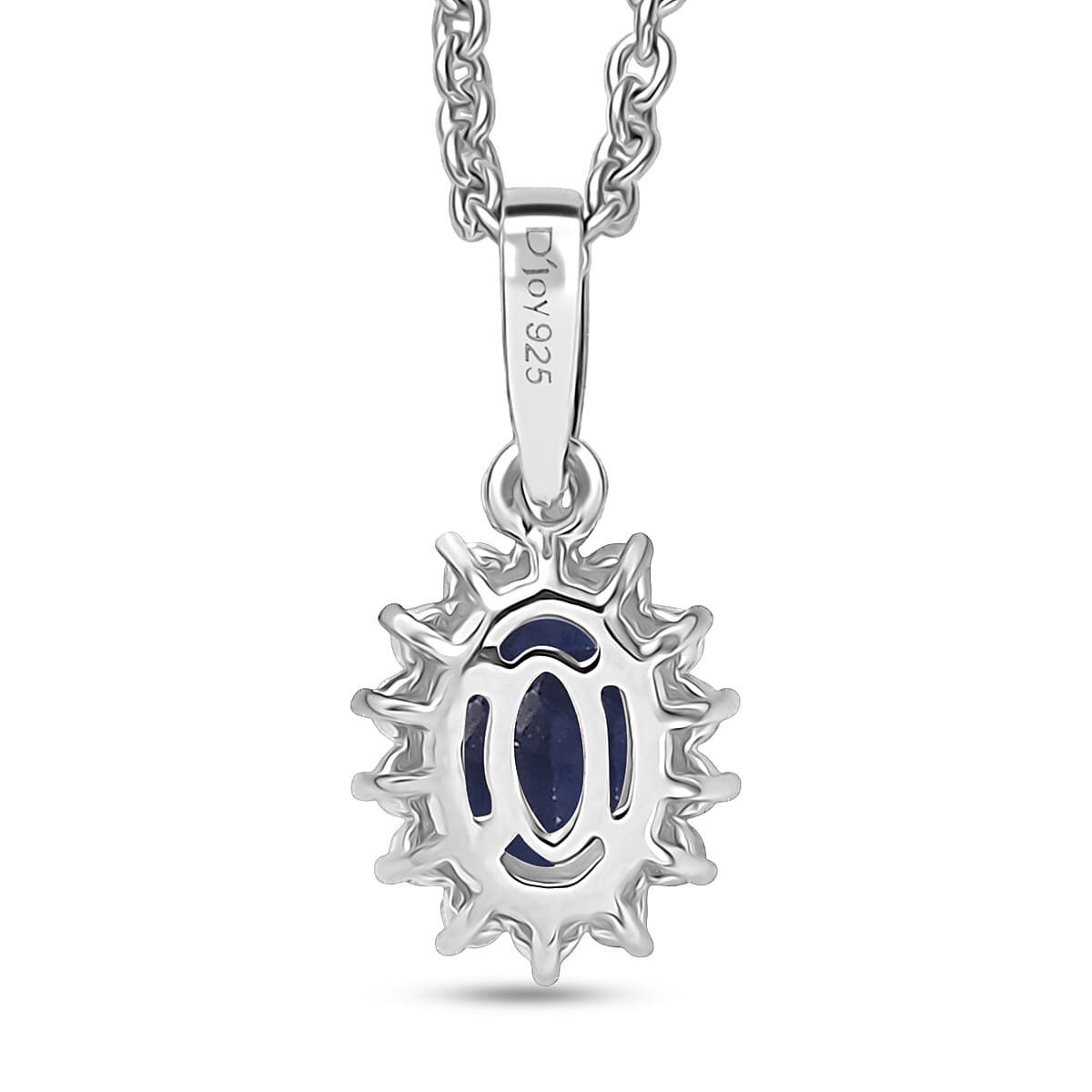 D'Joy Masoala Sapphire (D) and White Zircon 1.60 ctw Pendant Necklace in Rhodium Over Sterling Silver 20 Inches image number 4