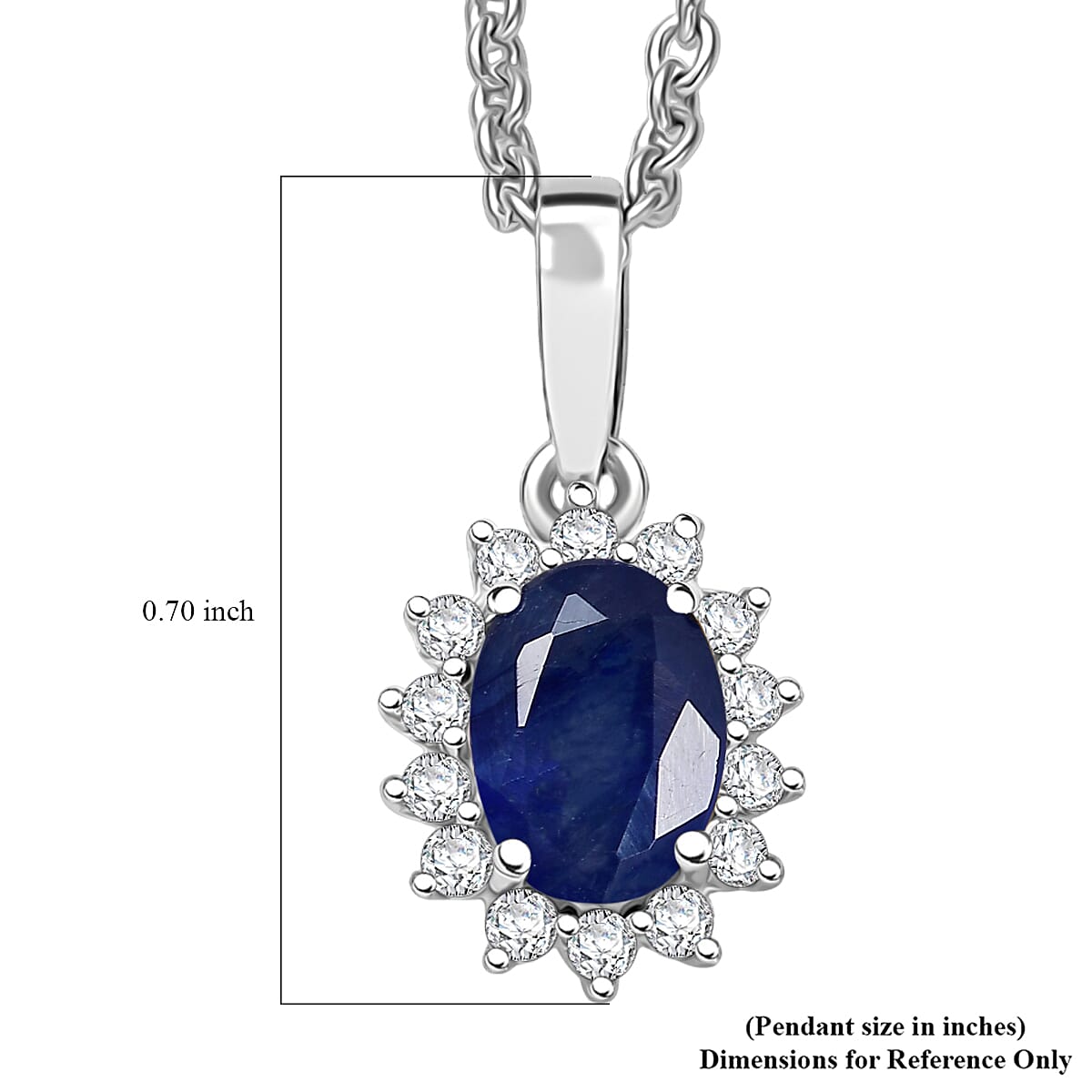 D'Joy Masoala Sapphire (D) and White Zircon 1.60 ctw Pendant Necklace in Rhodium Over Sterling Silver 20 Inches image number 5