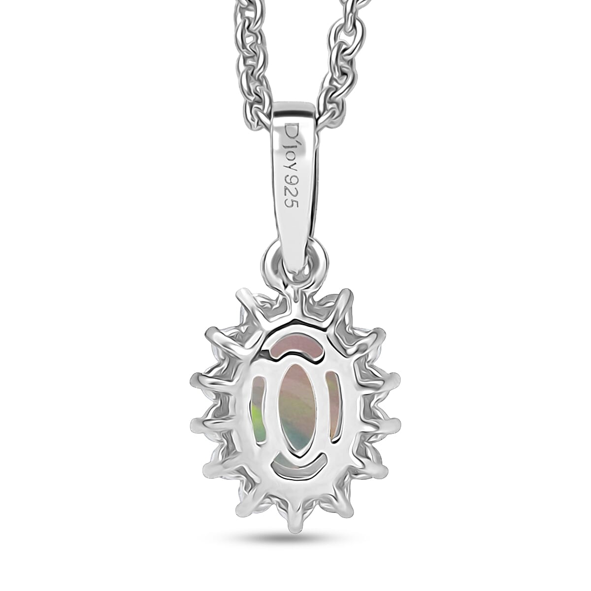 D'Joy Ethiopian Welo Opal and White Zircon 0.85 ctw Pendant Necklace in Rhodium Over Sterling Silver 20 Inches image number 4