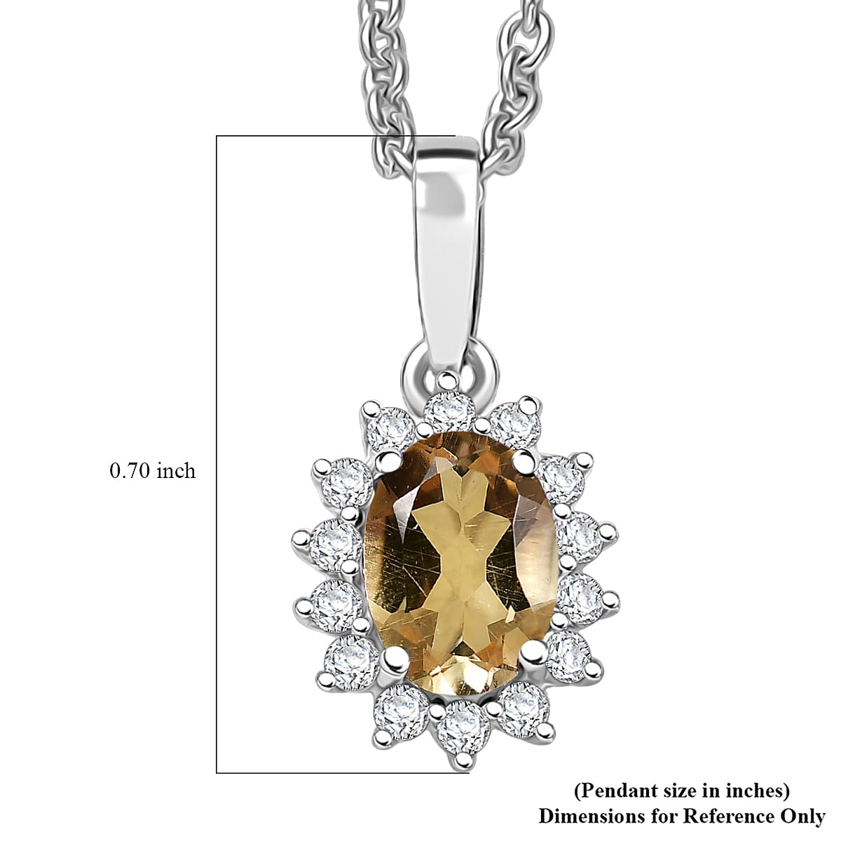 D'Joy Brazilian Citrine and White Zircon 1.15 ctw Pendant Necklace in Rhodium Over Sterling Silver 20 Inches image number 5