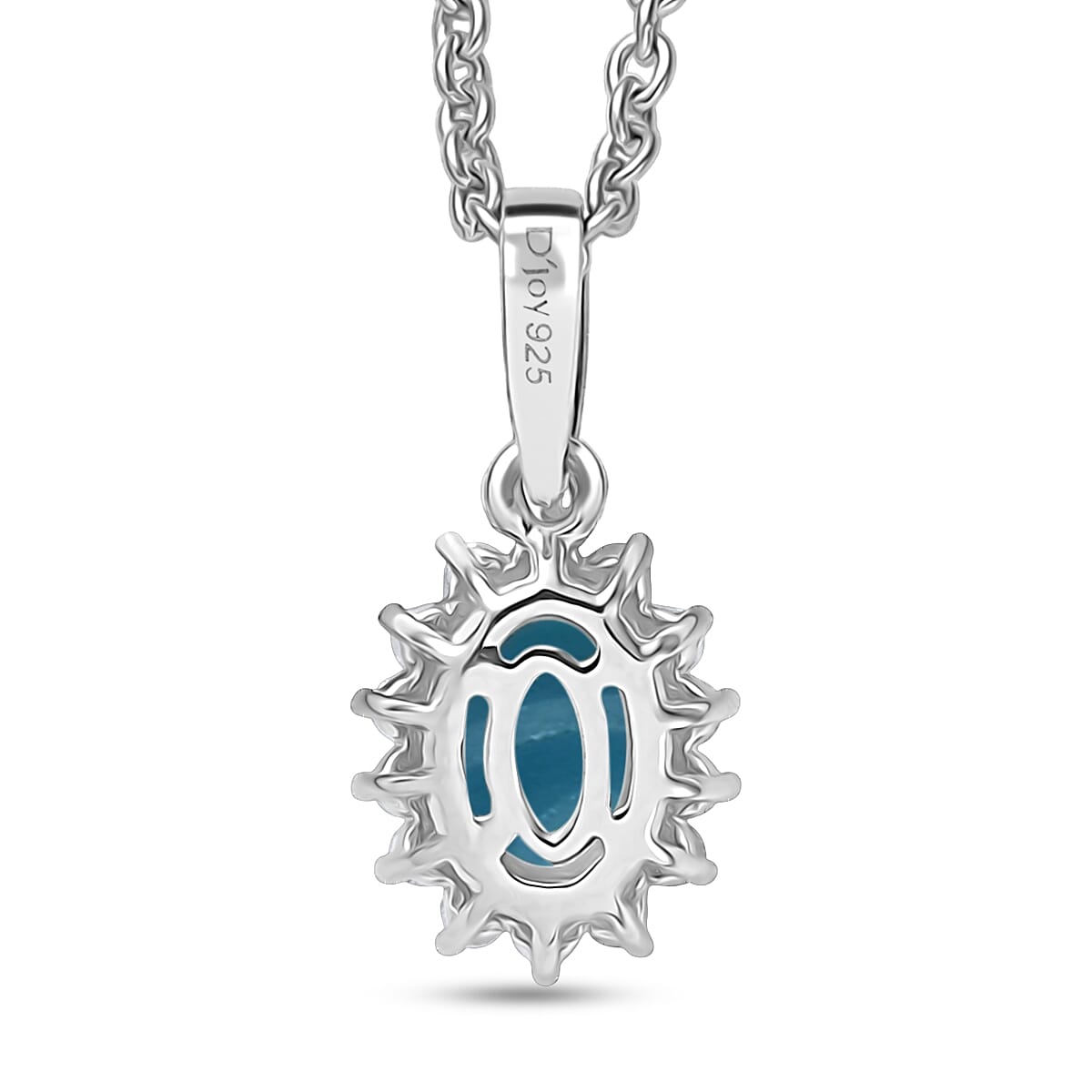 D'Joy Sleeping Beauty Turquoise and White Zircon 1.10 ctw Pendant Necklace 20 Inches in Rhodium Over Sterling Silver 20 Inches image number 4
