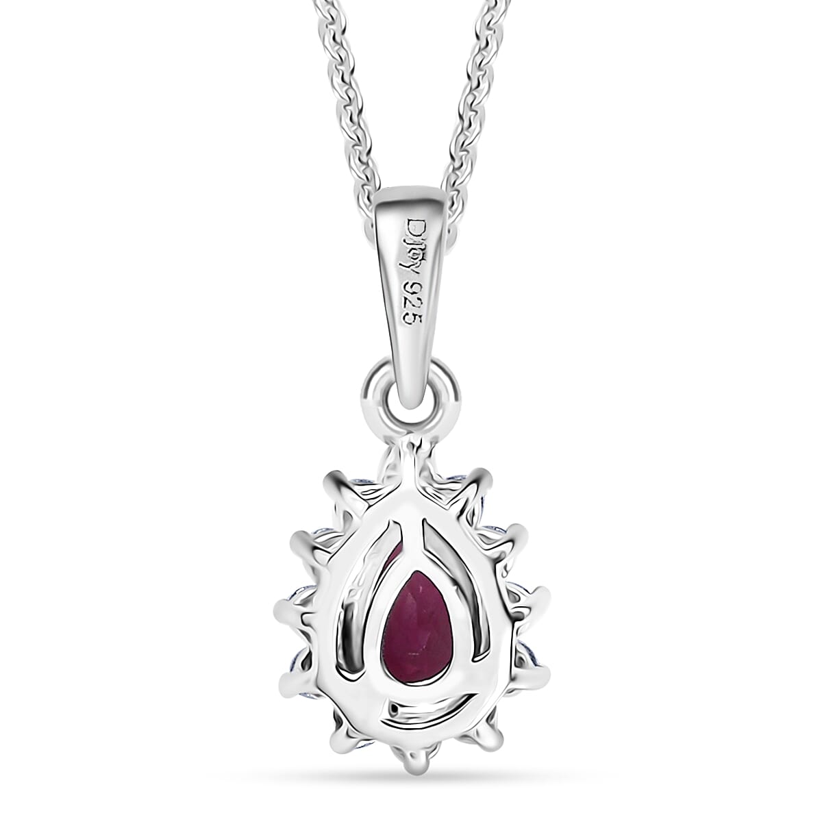 D'Joy Orissa Rhodolite Garnet and White Zircon 0.75 ctw Pendant Necklace in Rhodium Over Sterling Silver 20 Inches