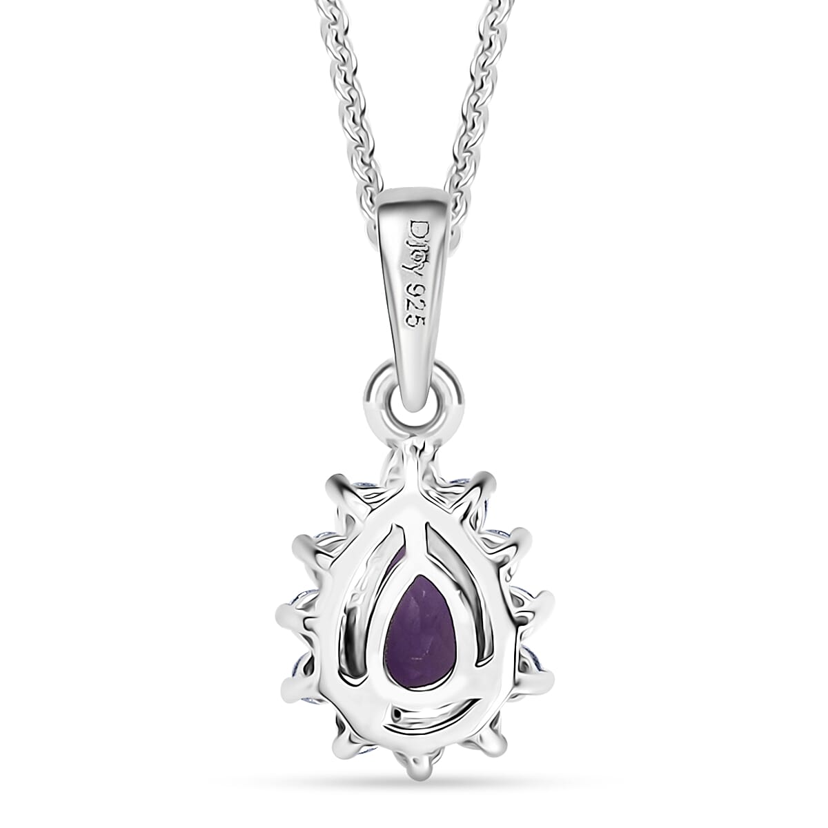 D'Joy African Amethyst and White Zircon 0.65 ctw Pendant Necklace in Rhodium Over Sterling Silver 20 Inches image number 4