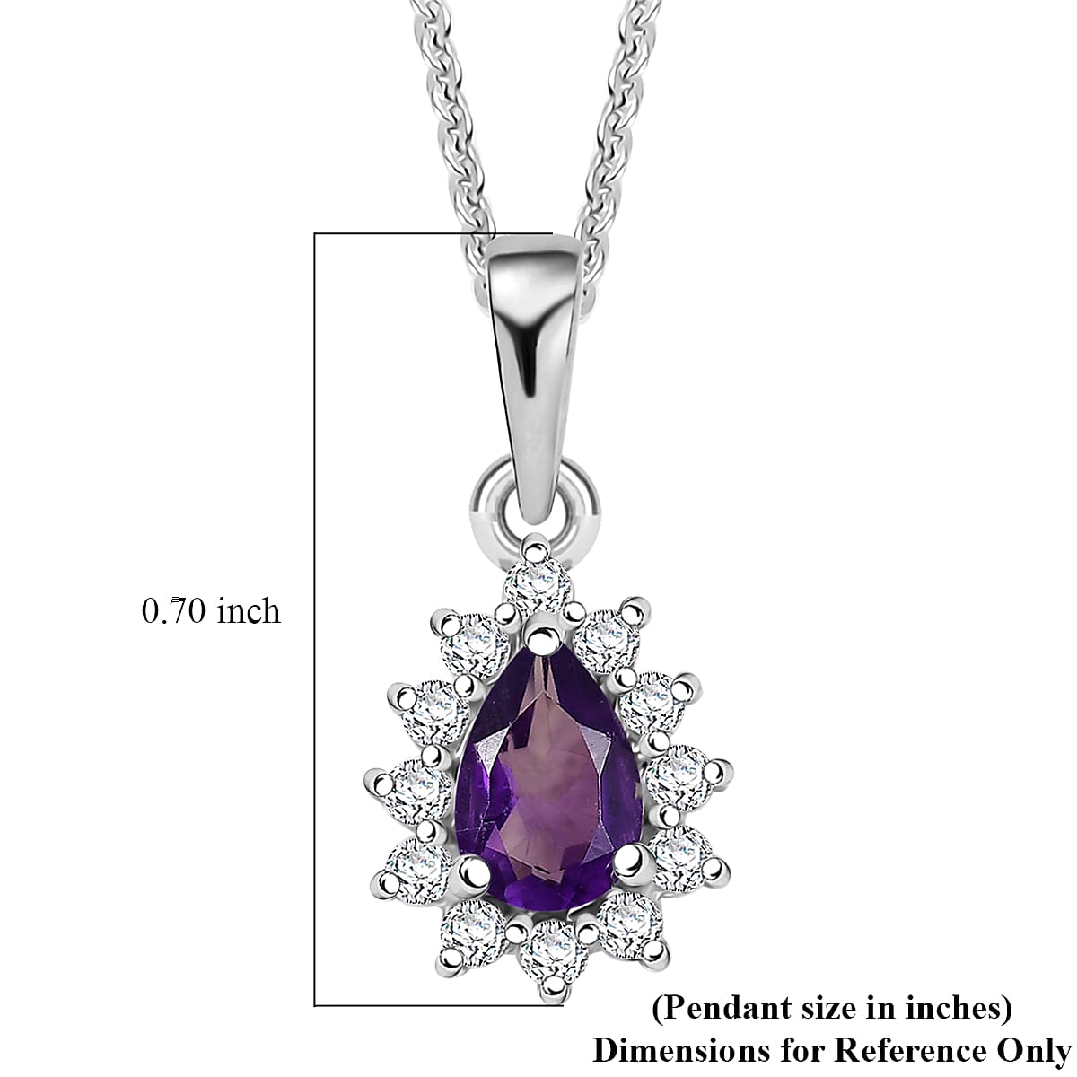 D'Joy African Amethyst and White Zircon 0.65 ctw Pendant Necklace in Rhodium Over Sterling Silver 20 Inches image number 6
