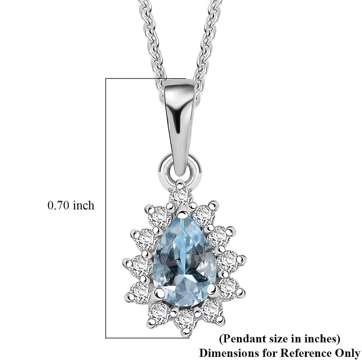 D'Joy Mangoro Aquamarine and White Zircon 0.60 ctw Pendant Necklace in Rhodium Over Sterling Silver 20 Inches image number 6
