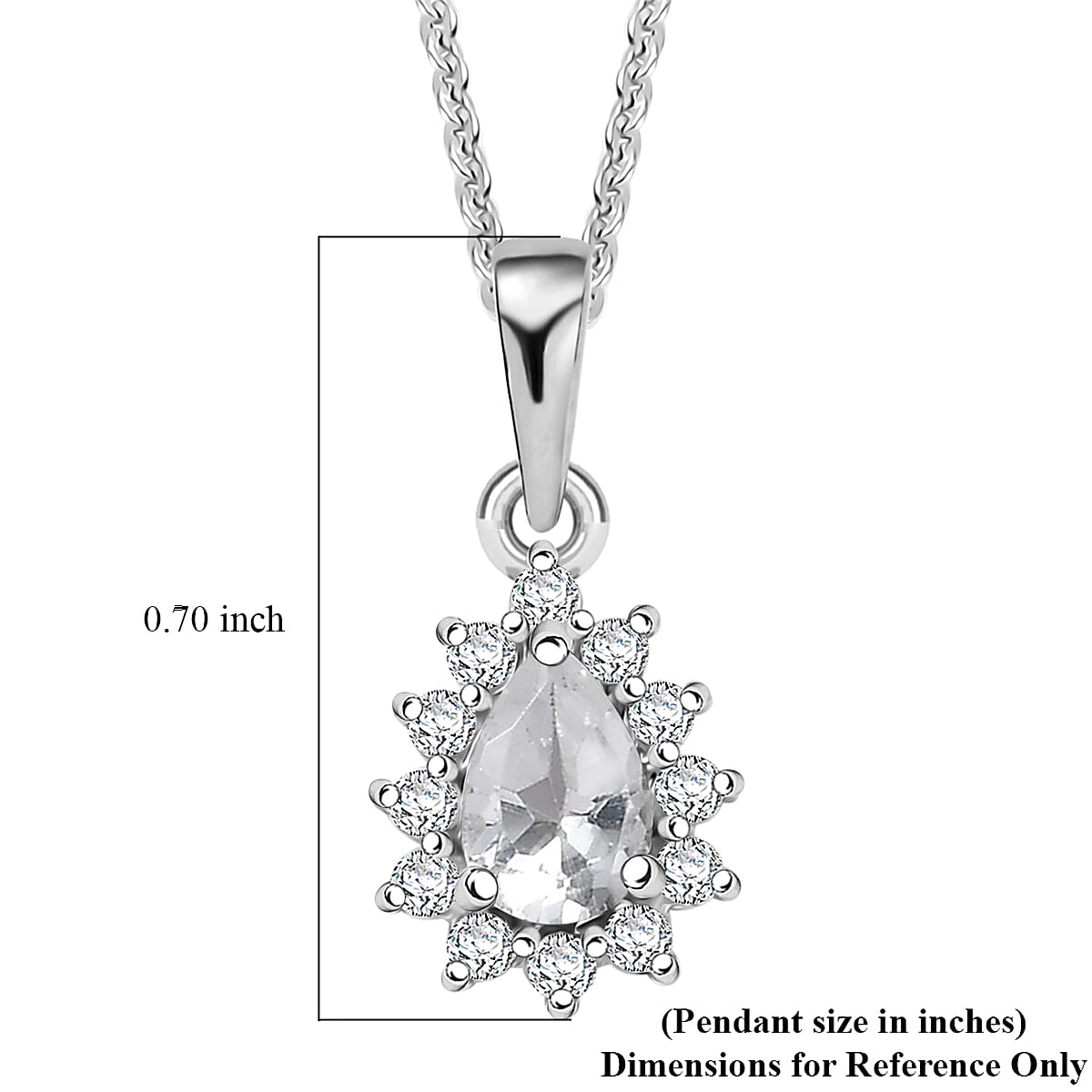 D'Joy White Topaz and White Zircon 0.75 ctw Pendant Necklace in Rhodium Over Sterling Silver 20 Inches image number 6