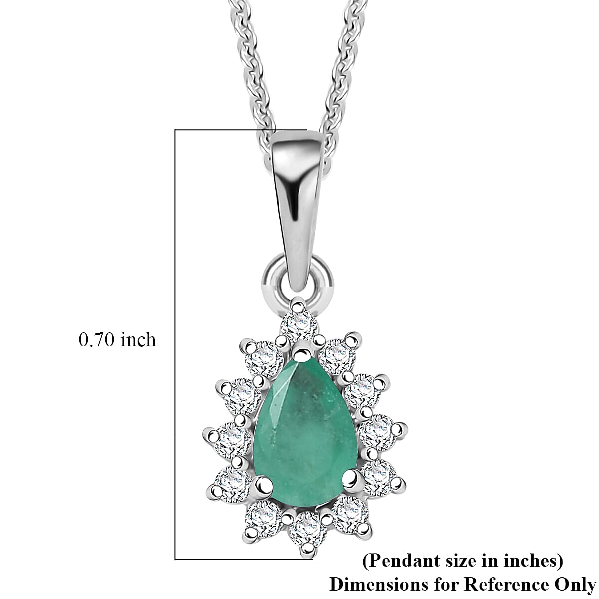 D'Joy Socoto Emerald and White Zircon 0.60 ctw Pendant Necklace in Rhodium Over Sterling Silver 20 Inches image number 6