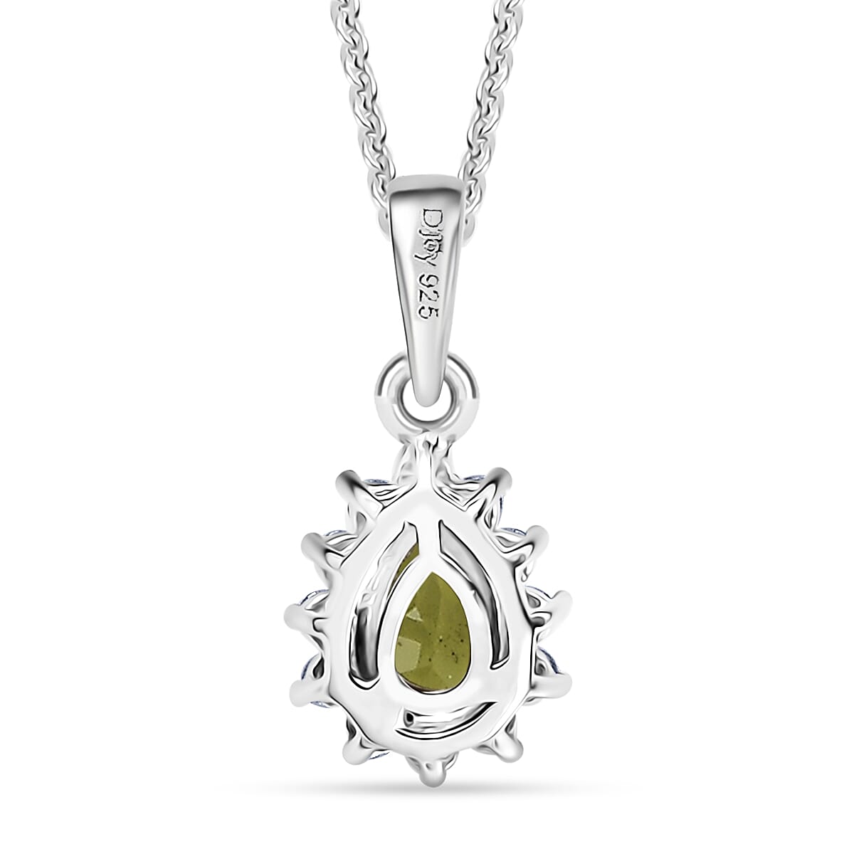 D'Joy Hebei Peridot and White Zircon 0.70 ctw Pendant Necklace in Rhodium Over Sterling Silver 20 Inches image number 4