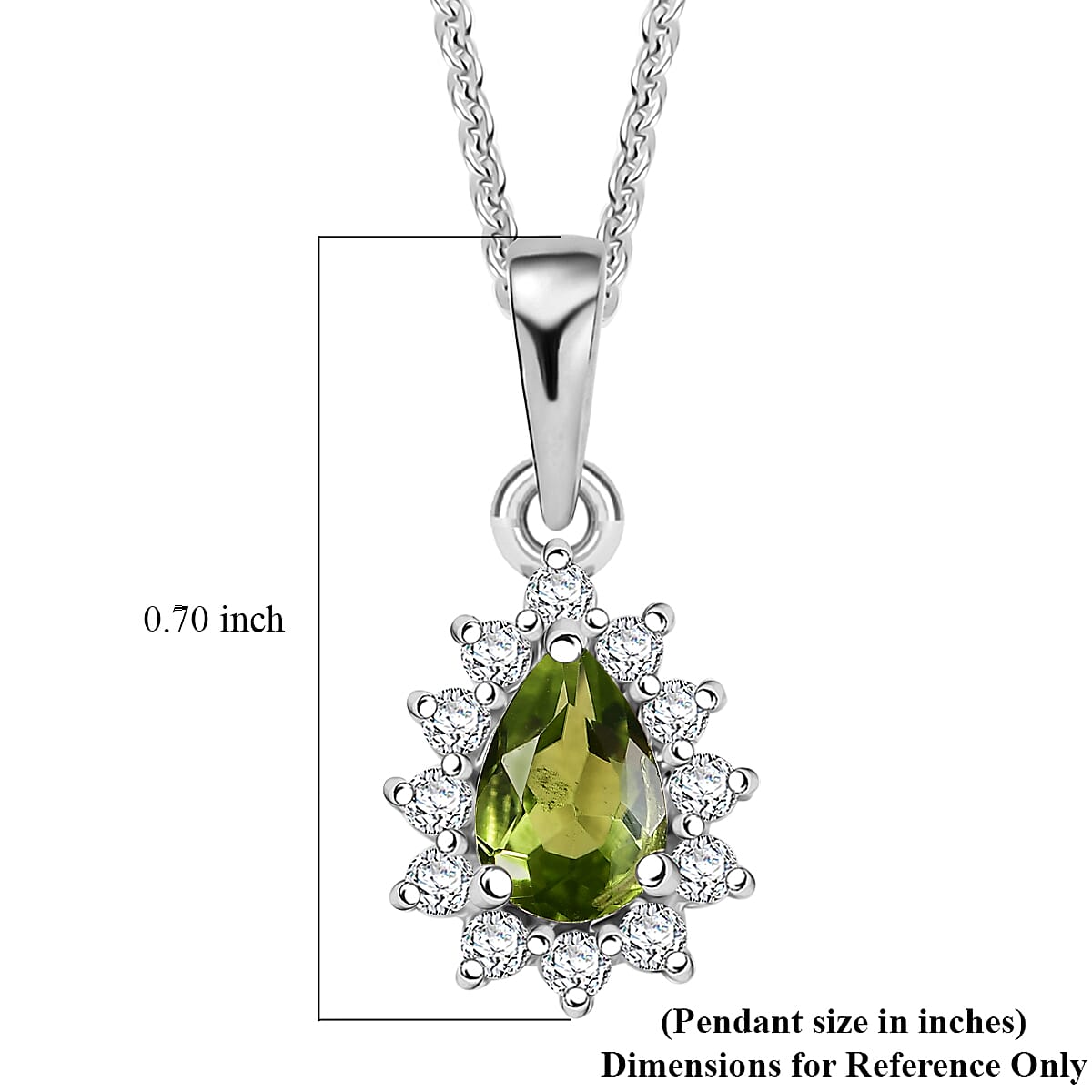 D'Joy Hebei Peridot and White Zircon 0.70 ctw Pendant Necklace in Rhodium Over Sterling Silver 20 Inches image number 5