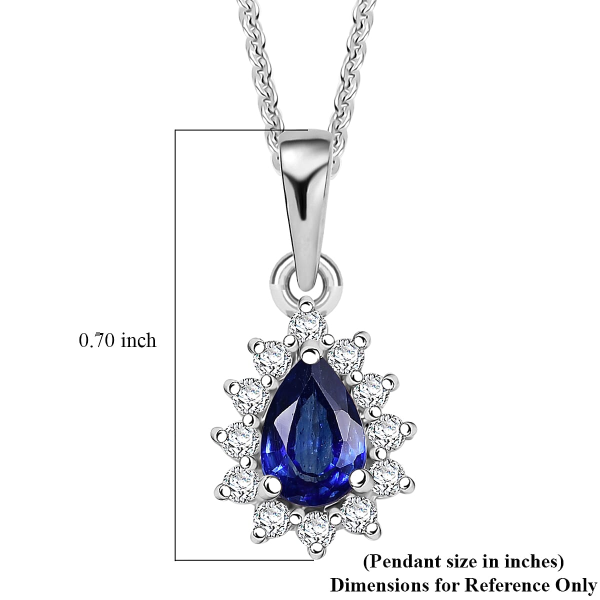 D'Joy Masoala Sapphire (D) and White Zircon 0.85 ctw Pendant Necklace in Rhodium Over Sterling Silver 20 Inches image number 5