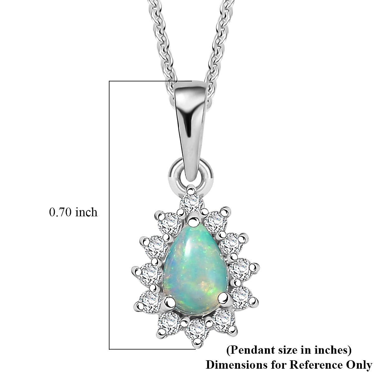 D'Joy Ethiopian Welo Opal and White Zircon 0.83 ctw Pendant Necklace in Rhodium Over Sterling Silver 20 Inches image number 5