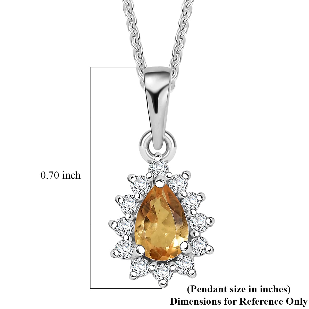 D'Joy Brazilian Citrine and White Zircon 0.65 ctw Pendant Necklace in Rhodium Over Sterling Silver 20 Inches image number 6