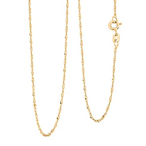 Italian Set of 2 Diamond-cut Chain Necklace in 14K Yellow Gold Over Sterling Silver 2.45 Grams 18 Inches