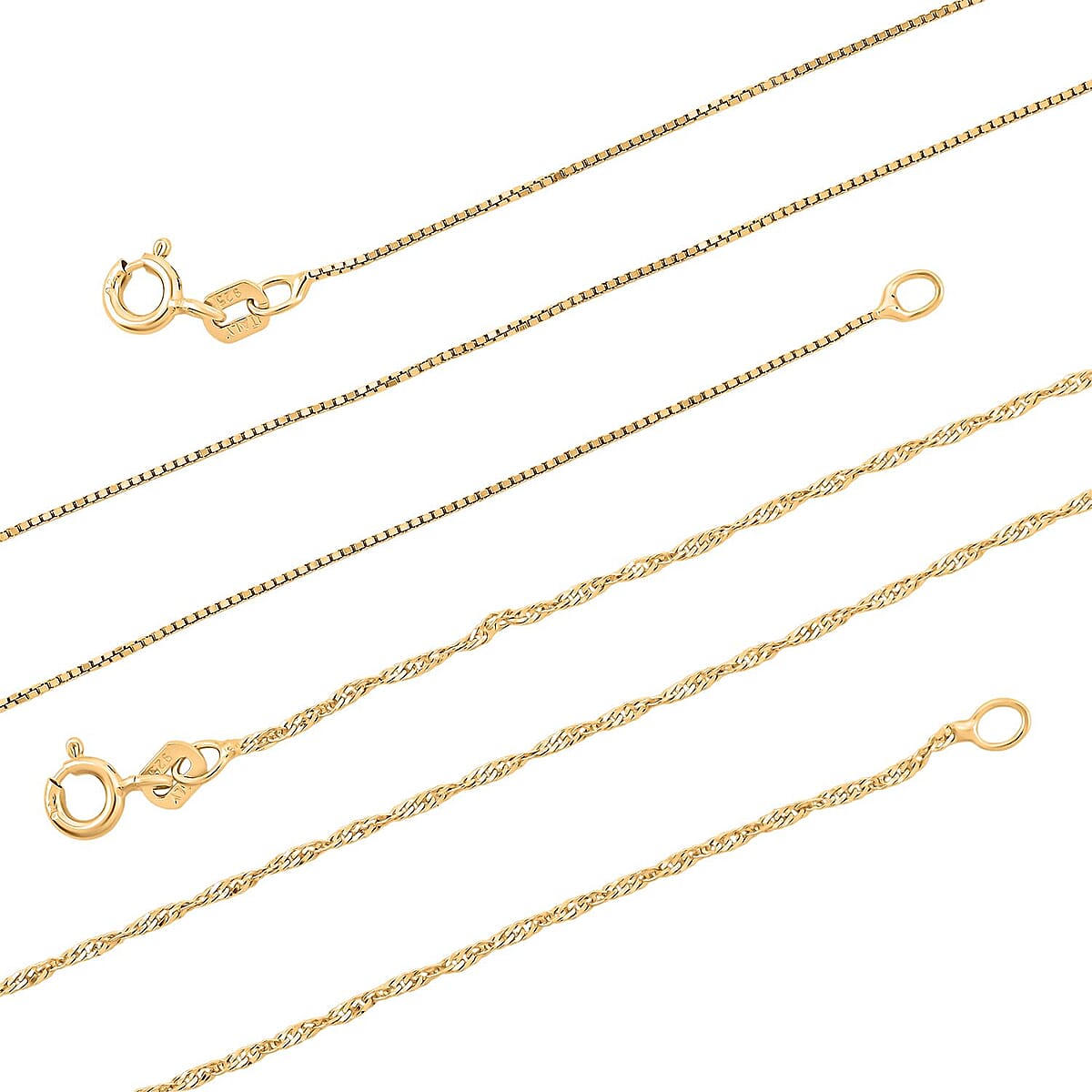 Made In Italy Set of 2 Diamond-cut Chain Necklace in 14K Yellow Gold Over Sterling Silver 2.45 Grams 18 Inches image number 4