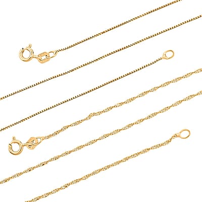 Italian Set of 2  Chain Necklace in 14K Yellow Gold Over Sterling Silver 2.45 Grams 18 Inches
