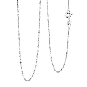 Italian Set of 2 Diamond-cut Chain Necklace in Rhodium Over Sterling Silver 2.34 Grams 18 Inches