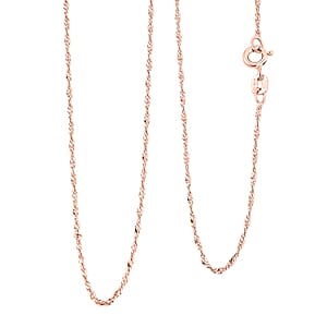 Italian Set of 2 Diamond-cut Chain Necklace in 14K Rose Gold Over Sterling Silver 2.45 Grams 18 Inches