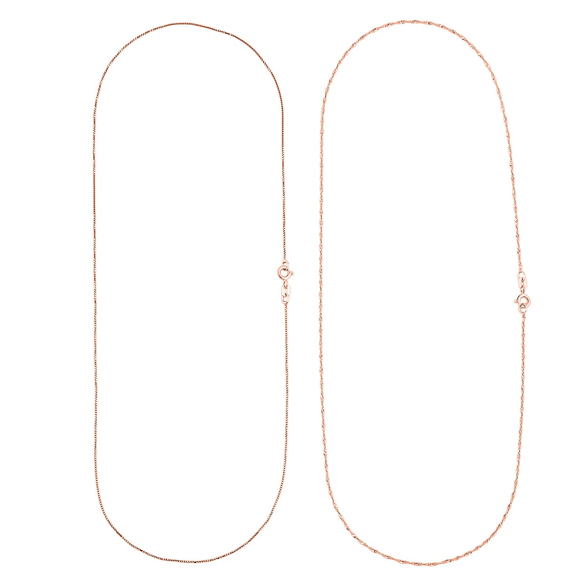 Italian Set of 2 Diamond-cut Chain Necklace in 14K Rose Gold Over Sterling Silver 2.45 Grams 18 Inches image number 5
