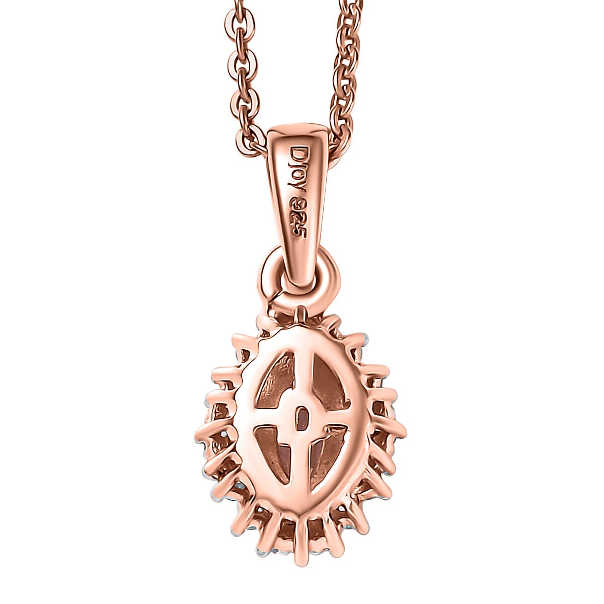D'Joy Premium Pink Morganite and Diamond 0.50 ctw Crown Blossom Pendant Necklace 20 Inches in 18K Vermeil Rose Gold Over Sterling Silver  image number 4
