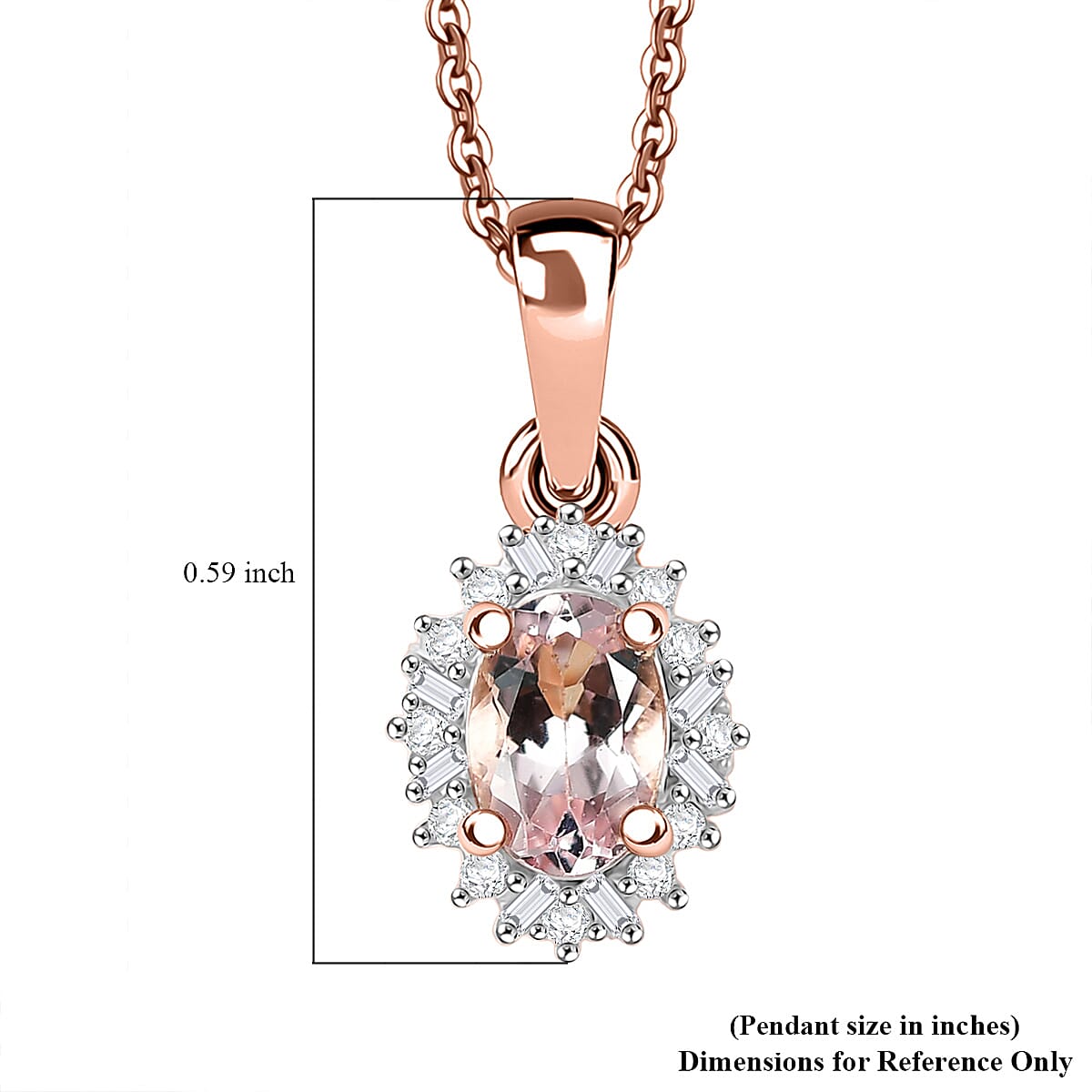D'Joy Premium Pink Morganite and Diamond 0.50 ctw Crown Blossom Pendant Necklace 20 Inches in 18K Vermeil Rose Gold Over Sterling Silver  image number 5