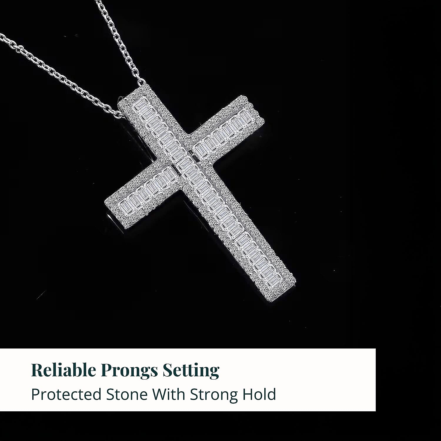 Luxuriant Lab Grown Diamond Cross Pendant Necklace in Rhodium Over Sterling Silver 1.00 ctw  (20 Inches)