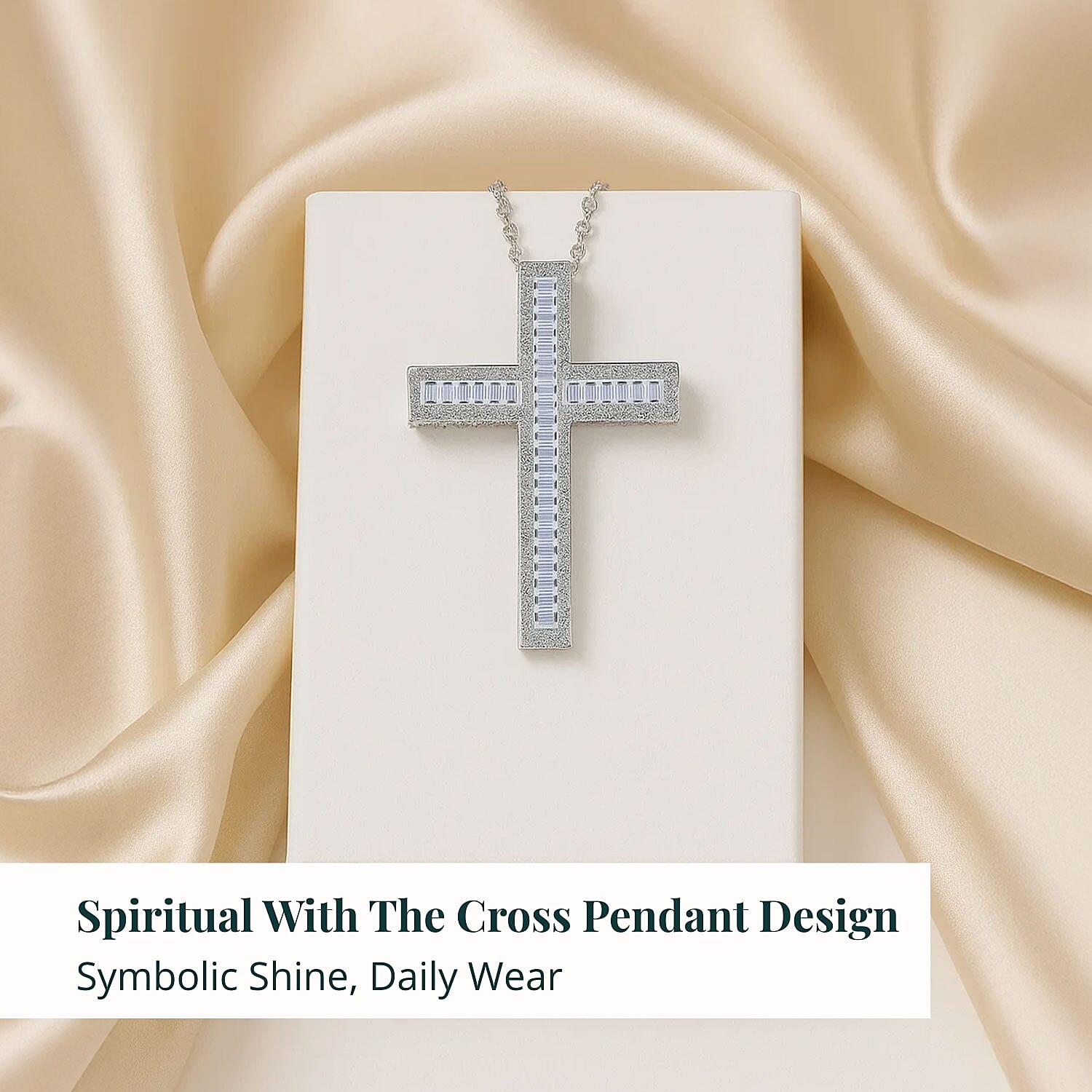 Luxuriant Lab Grown Diamond Cross Pendant Necklace in Rhodium Over Sterling Silver 1.00 ctw  (20 Inches)