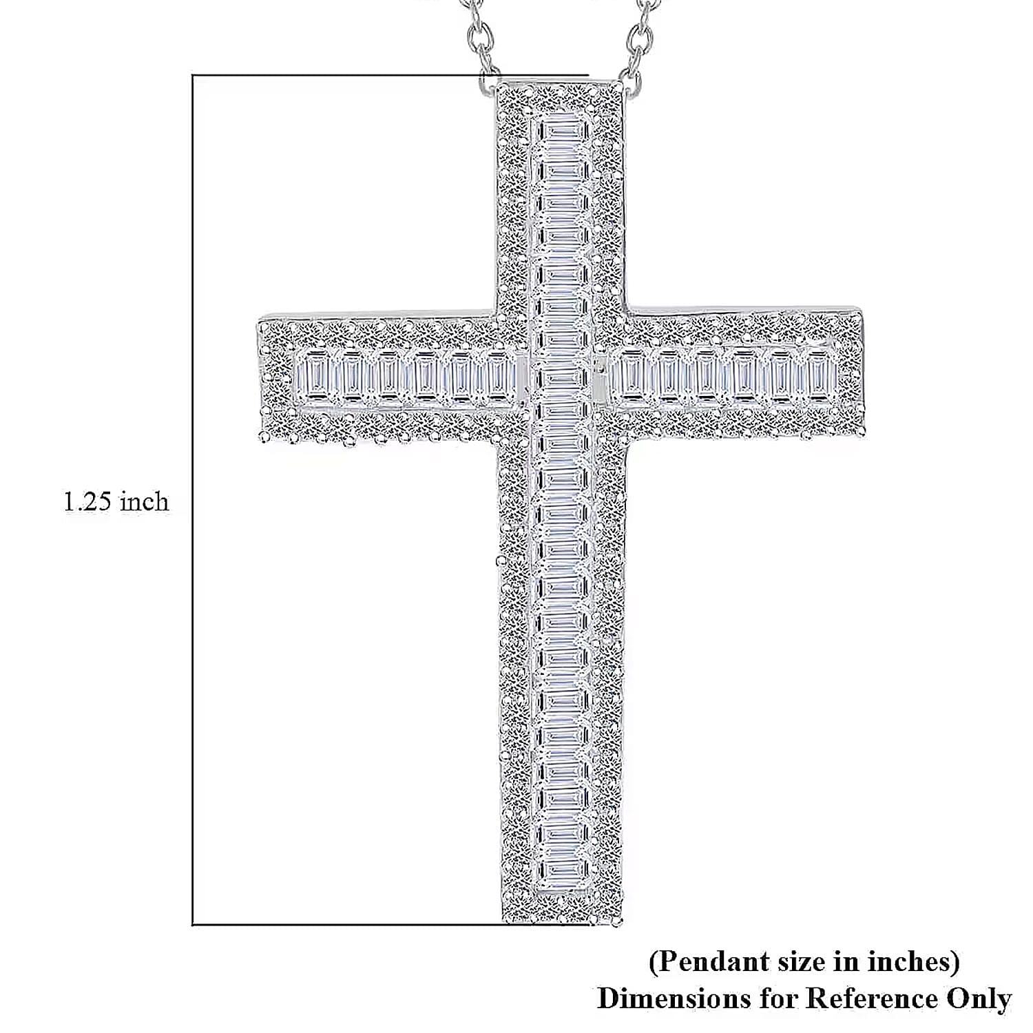 Luxuriant Lab Grown Diamond Cross Pendant Necklace in Rhodium Over Sterling Silver 1.00 ctw  (20 Inches)
