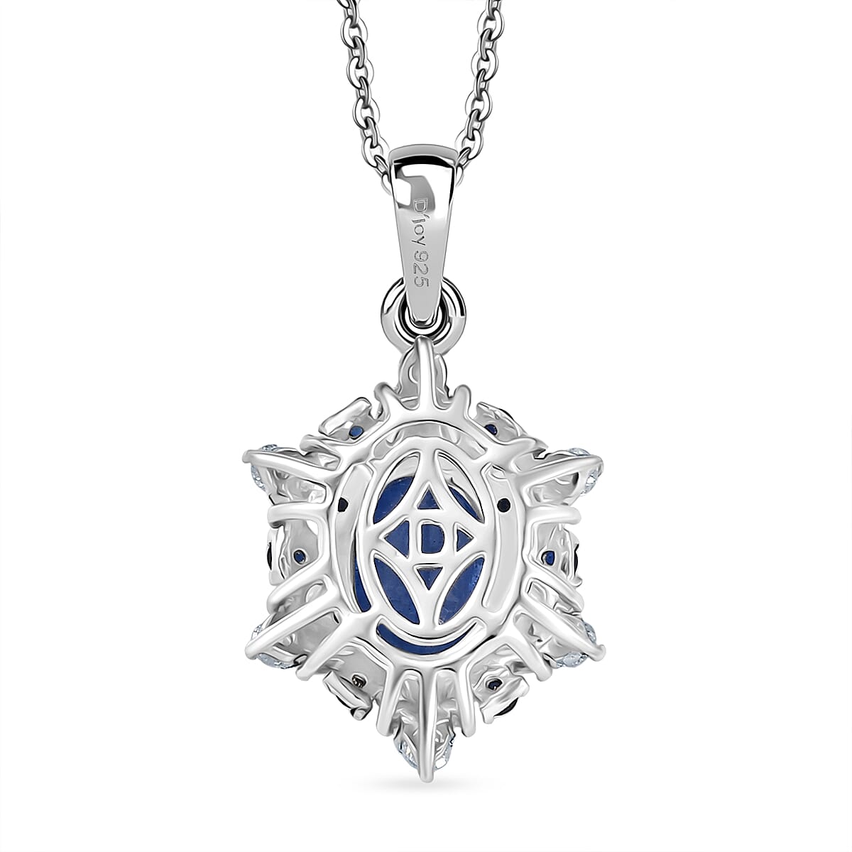 D'Joy Premium Kashmir Kyanite and Multi Gemstone 3.10 ctw Supernova Bloom Pendant Necklace 20 Inches in Rhodium Over Sterling Silver  image number 4
