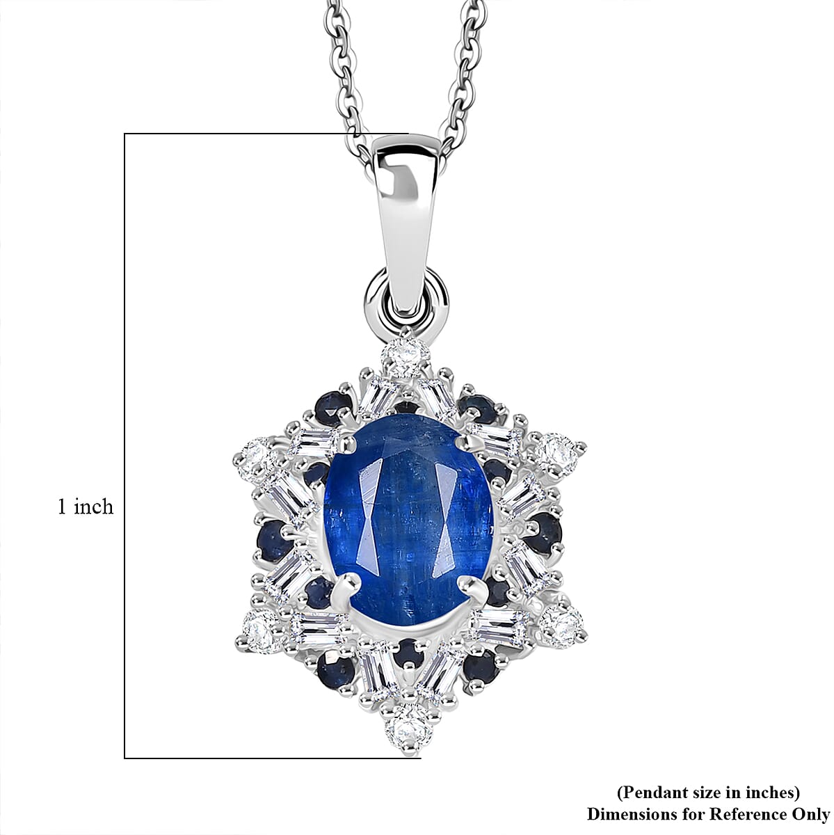 D'Joy Premium Kashmir Kyanite and Multi Gemstone 3.10 ctw Supernova Bloom Pendant Necklace 20 Inches in Rhodium Over Sterling Silver  image number 5