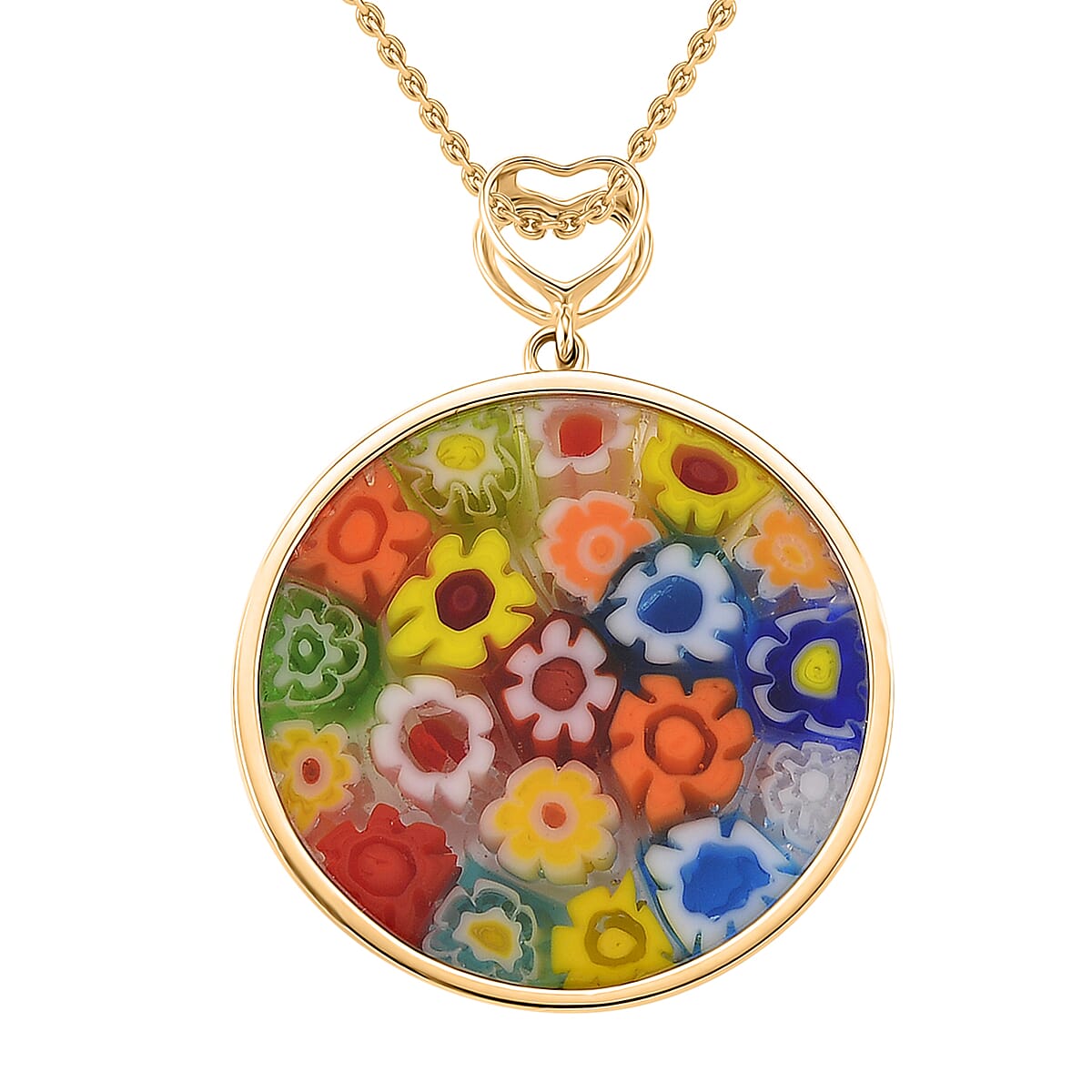 Multi Color Murano Style Solitaire Pendant Necklace in 10K Yellow Gold 18 Inches (Del. in 10-12 Days) image number 3