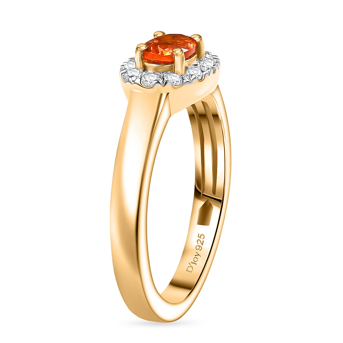Fire Opal, White Zircon 1.36 ctw Set Ring (Size 8) and Pendant Necklace (18 Inches) in Vermeil YG Over Sterling Silver