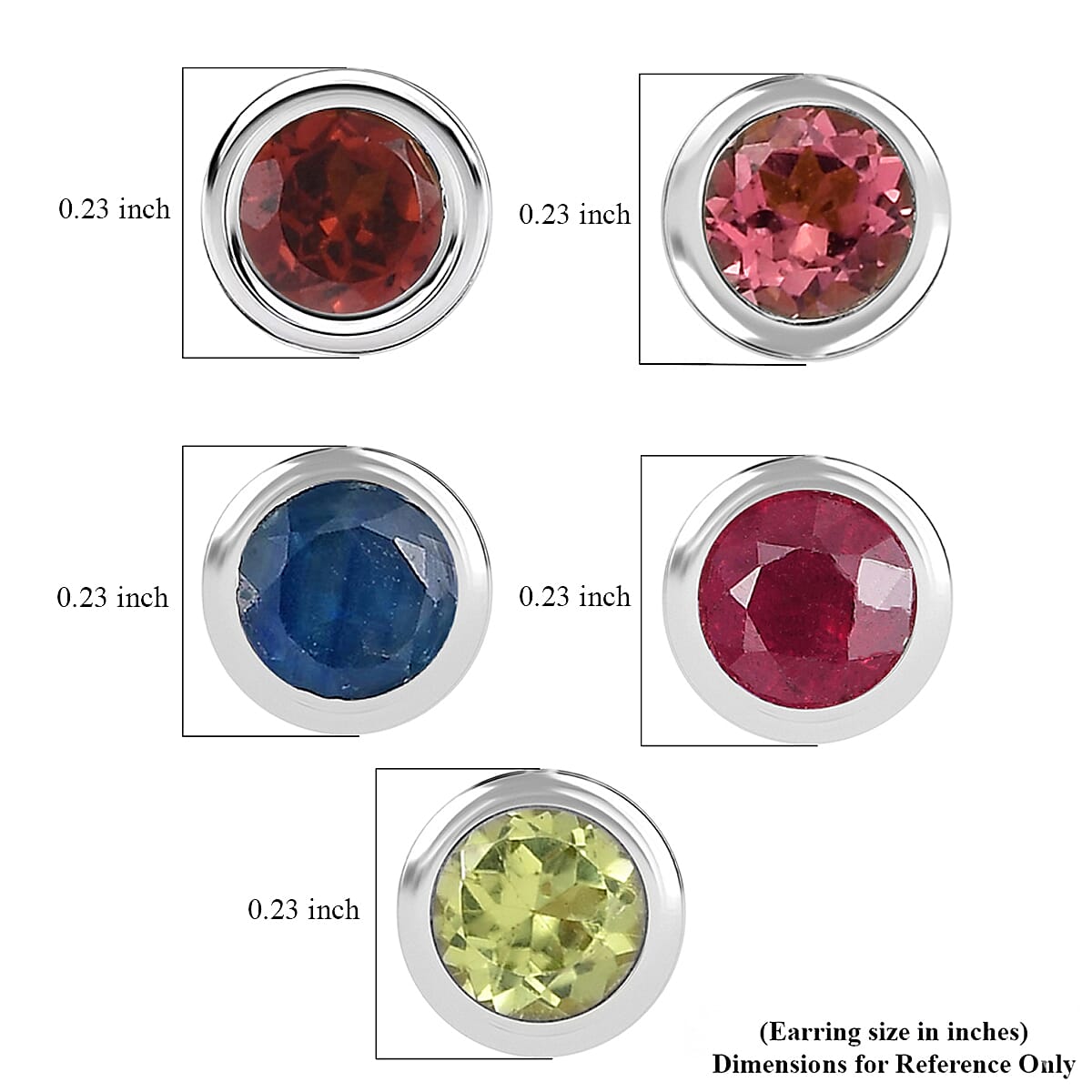Set of 5 - D'Joy Poke Free Multi Gemstone 3.30 ctw Stud Earrings in Rhodium Over Sterling Silver  image number 4