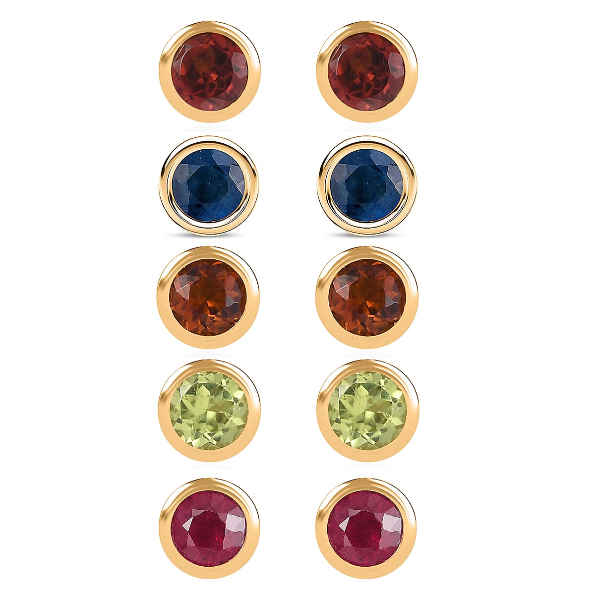 Set of 5 - D'Joy Poke Free Multi Gemstone 3.25 ctw Stud Earrings in 18K Vermeil Yellow Gold Over Sterling Silver  image number 0