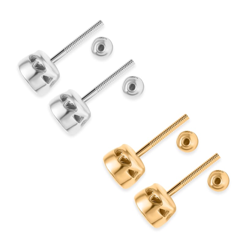 Set of 2 - D'Joy Poke Free African Amethyst 0.94 ctw Stud Earrings in 18K Vermeil YG and Rhodium Over Sterling Silver