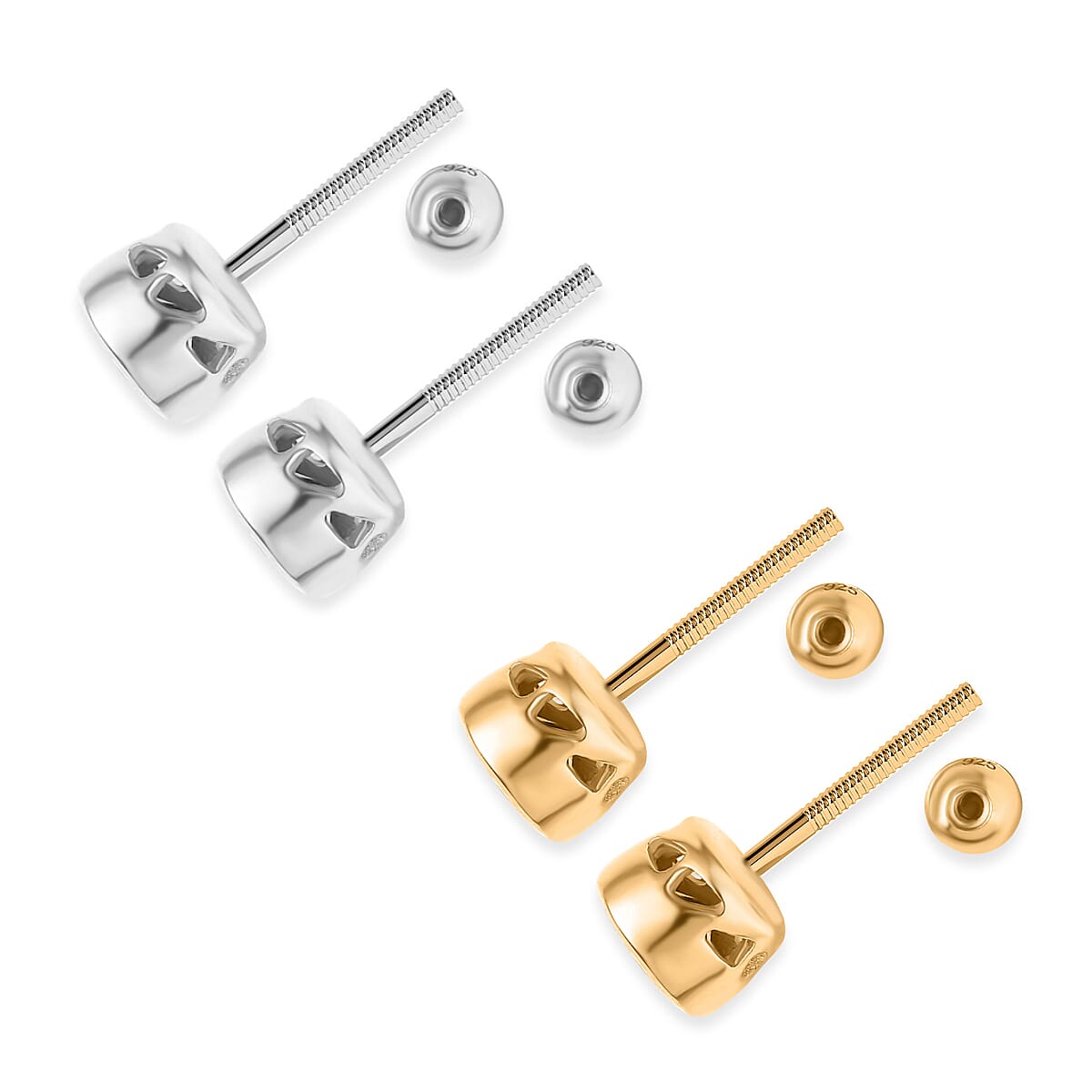 Set of 2 - D'Joy Poke Free Aquamarine 1.04 ctw Stud Earrings in 18K Vermeil YG and Rhodium Over Sterling Silver image number 3