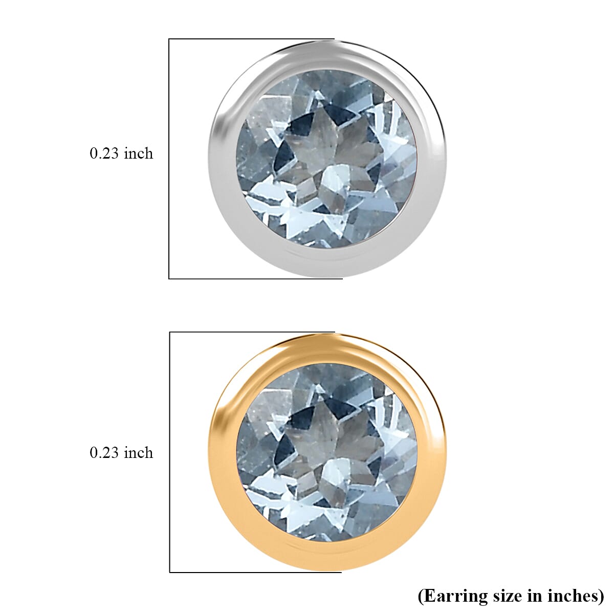 Set of 2 - D'Joy Poke Free Aquamarine 1.04 ctw Stud Earrings in 18K Vermeil YG and Rhodium Over Sterling Silver image number 4