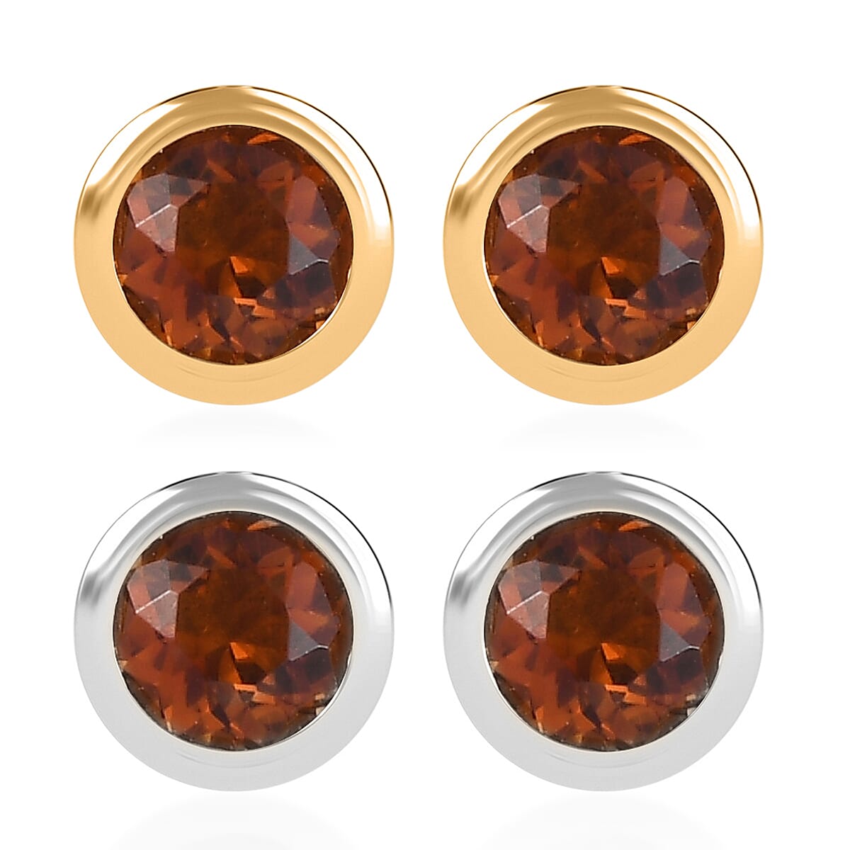 Set of 2 - D'Joy Poke Free Santa Ana Madeira Citrine 1.00 ctw Stud Earrings in 18K Vermeil YG and Rhodium Over Sterling Silver  image number 0