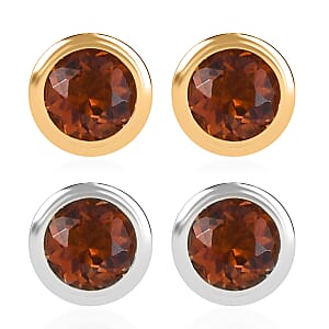 Set of 2 - D'Joy Poke Free Santa Ana Madeira Citrine 1.00 ctw Stud Earrings in 18K Vermeil YG and Rhodium Over Sterling Silver 